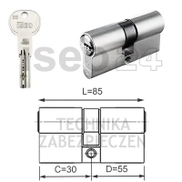 ISEO R6 EXTRA wkładka bębenkowa dwustronna  (klucz/klucz) 30x55, niklowana matowa
