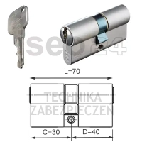 ISEO CSF F9 Basic wkładka bębenkowa dwustronna  (klucz/klucz) 30x40, niklowana matowa