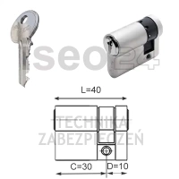 ISEO F5 wkładka bębenkowa jednostronna 30x10, niklowana matowa