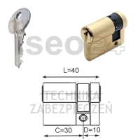 ISEO F5 wkładka bębenkowa jednostronna 30x10, mosiężna matowa