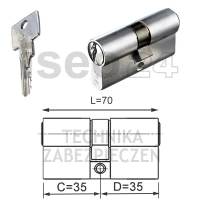 ISEO F6 Extra wkładka bębenkowa dwustronna  (klucz/klucz) 35x35, niklowana matowa