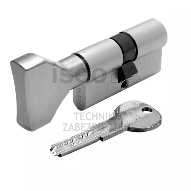 ISEO R6 EXTRA wkładka bębenkowa dwustronna (klucz/gałka) 30Gx30 z gałką od 30, niklowana matowa