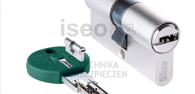 ISEO R700 wkładka bębenkowa dwustronna (klucz/klucz) 40x55, niklowana matowa