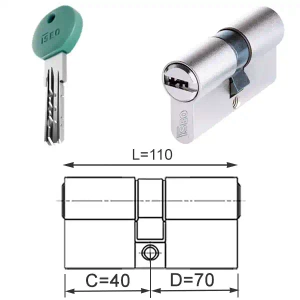 ISEO R700 wkładka bębenkowa dwustronna (klucz/klucz) 40x70, niklowana matowa