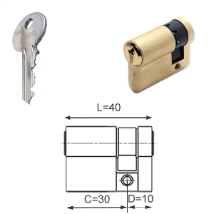 ISEO F5 wkładka bębenkowa jednostronna 30x10, mosiężna matowa
