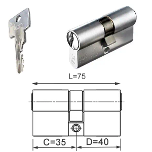 ISEO F6 Extra wkładka bębenkowa dwustronna  (klucz/klucz) 35x40, niklowana matowa
